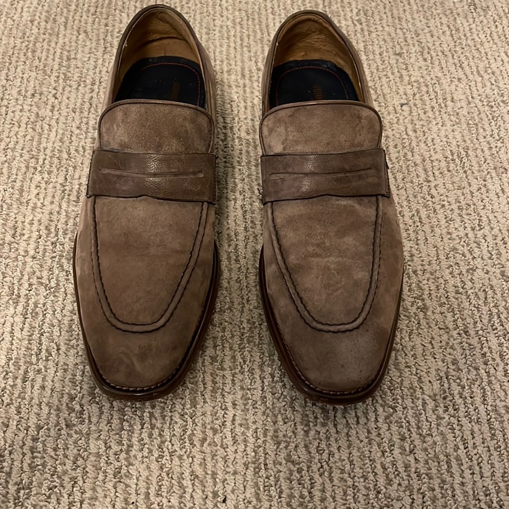 Johnston and Murphy Collection, Italian made grey suede loafers